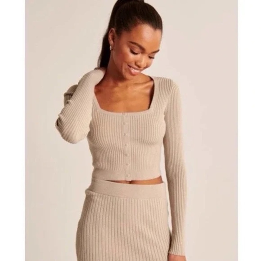 Tan Ribbed Mini Skirt - Abercrombie & Fitch